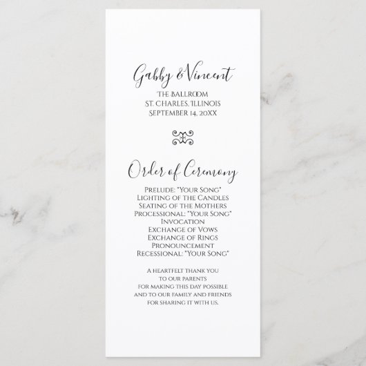 White Spring Daffodil Wedding Programme (Dos)