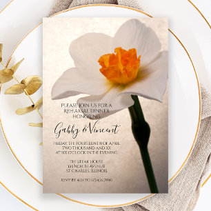 White Spring Daffodil Wedding Rehearsal Dinner Kaart