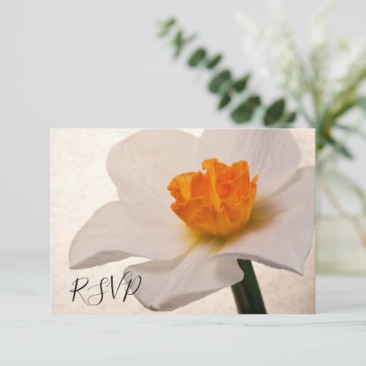 White Spring Daffodil Wedding Réponse RSVP (Debout devant)