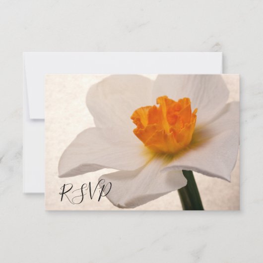 White Spring Daffodil Wedding RSVP Response Kaartje (Voorkant)