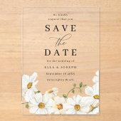 White Spring Floral Wedding Save The Date Acryl Uitnodigingen (Voorkant)