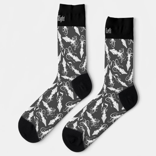 White Squid Pattern Socks Sokken (Links)