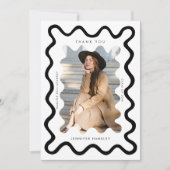 White Squiggly Wavy Lijst Afstuderen Dank u Aankondiging (Voorkant)
