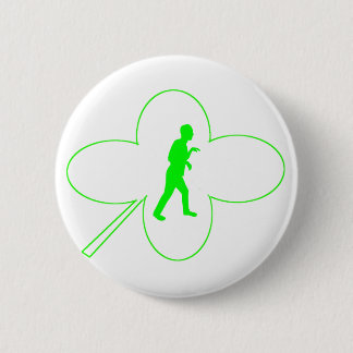 White St. Paddy's Shamrock Button met Logo