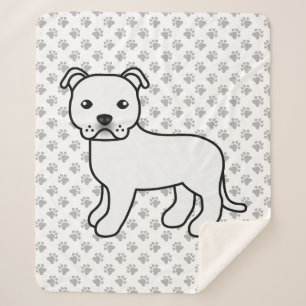 White Staffordshire Bull Terrier Cute Cartoon Dog Sherpa Deken