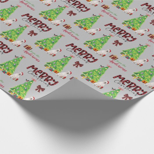 White Staffordshire Terrier and Kerstmis Tree Cadeaupapier (Hoek)