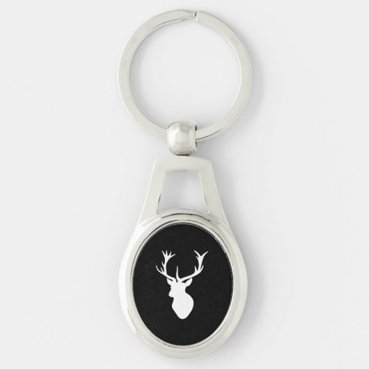White Stag Head Sleutelhanger (Voorkant)