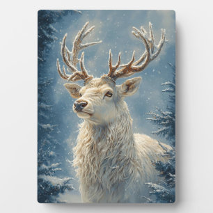 White Stag Portret Mystieke Winter Kunst Fotoplaat