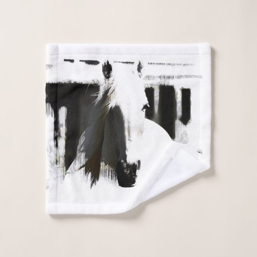 White Stallion Artwork Bad Handdoek (Wasdoekje)