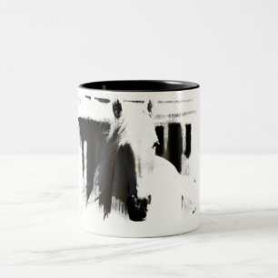 White Stallion Artwork Tweekleurige Koffiemok