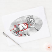 White Stallion Kerstdesign Ovale Sticker (Envelop)