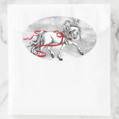 White Stallion Kerstdesign Ovale Sticker (Tas)