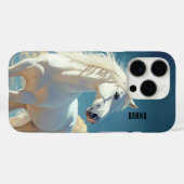 White Stallion Personalized Name Case-Mate iPhone Case (Achterkant (horizontaal))