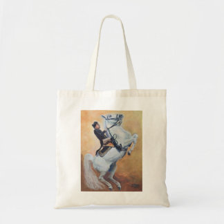 White Stallion speelt met Dressage Rider Tote Bag