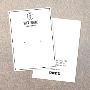 White Stamp Monogram Earring Display Card Visitekaartje