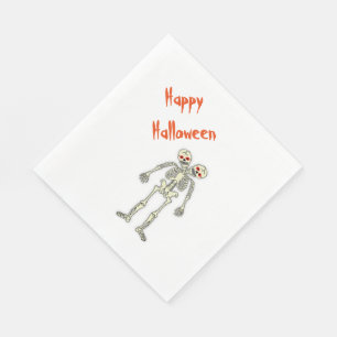 White Standard Luncheon Napkin/Skeletons Servet
