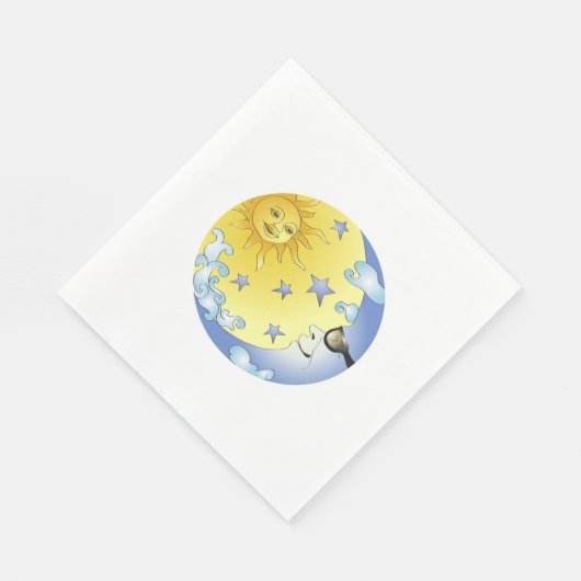 White Standard Luncheon Napkin/Sun, Moon and Stars Servetten (Hoek)