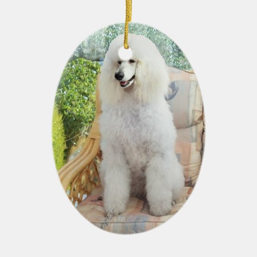 White Standard Poodle Keramisch Ornament (Voorkant)