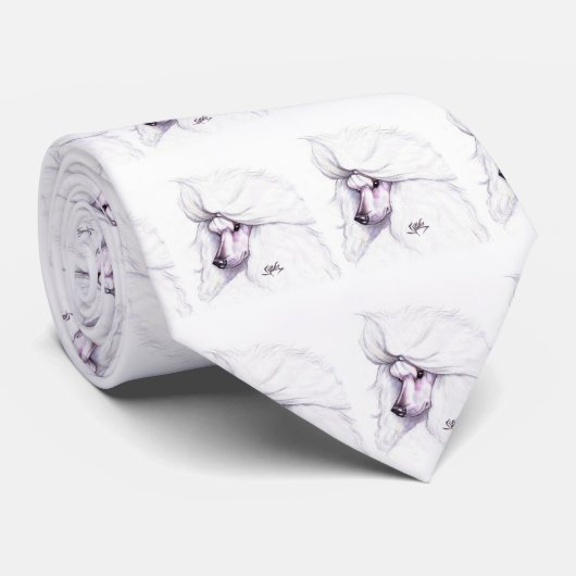 White Standard Poodle Stropdas (Opgerold)