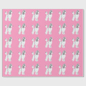 White Standard Poodles Pink Wrapping Paper Cadeaupapier (Vlak)