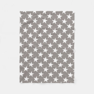 White Star Chic Beige Brown Stars Design Modern Fleece Deken
