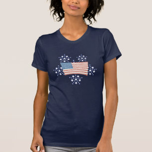 White Star Fire Works en Pointillism Flag T-shirt