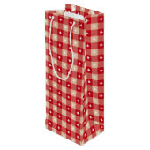 White Star Gingham Country Holiday Wijn Cadeautas (Achterkant Gekanteld)