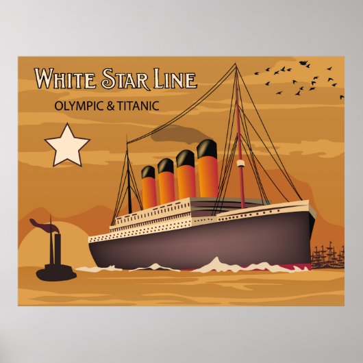 White Star Line, Olympic and Titanic Oversea Ship Poster (Voorkant)