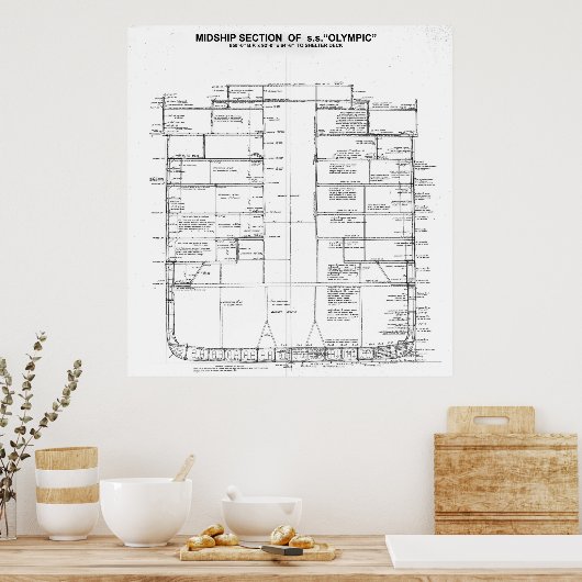 White Star Line S.S. Olympic Half Section 1913 Poster (Keuken)
