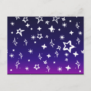 White Star Pattern on Blue to Magenta Ombre Briefkaart