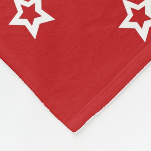 White Star Pattern op Red Fleece Deken (Hoek)