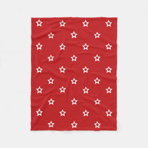 White Star Pattern op Red Fleece Deken