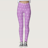White Star Pattern op Violet Leggings (Voorkant)