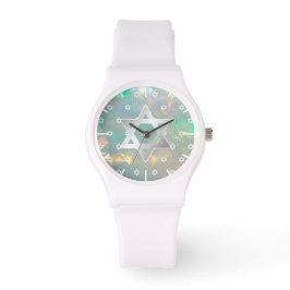 White Star van David Fire Opal Dial Bat Mitzvah Horloge
