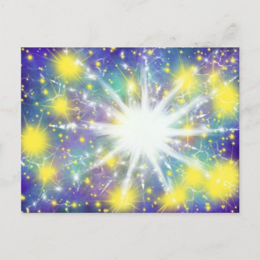 White Starburst & Gold Glory Stars Modern Art Briefkaart (Voorkant)