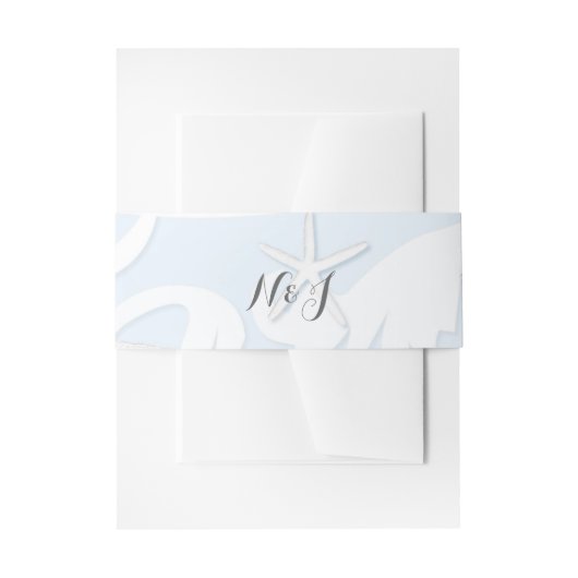White Starfish Blue Beach Elegant Wedding Uitnodigingen Wikkel (Voorkant Voorbeeld)
