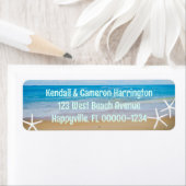 White Starfish Blue Ocean Return Address Labels (Insitu)