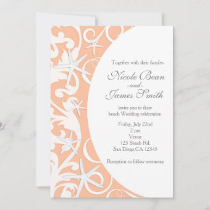 White Starfish Coral Beach Invitations de mariage