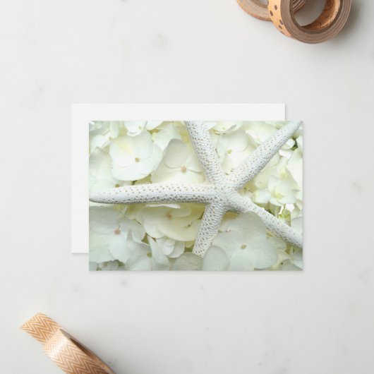 White Starfish Floral Blank Note Notitiekaartje (Voorkant / Achterkant in situ)