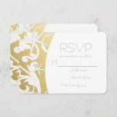 White Starfish Gold Beach Mariage élégant RSVP (Devant / Derrière)