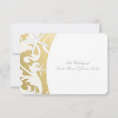 White Starfish Gold Beach Mariage élégant RSVP (Dos)