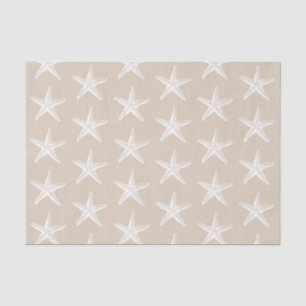 White Starfish Pattern Coastal Nautical Tissuepapier