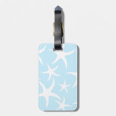 White Starfish Pattern op Light Blue. Bagagelabel (Achterkant verticaal)