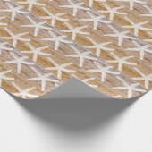 White Starfish Pattern Water Nautical Sandy Beach Cadeaupapier (Hoek)