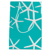 White Starfish Tropical KerstTurquoise Medium Cadeauzakje (Achterkant)