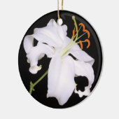 White Stargazer Lily Keramisch Ornament (Links)