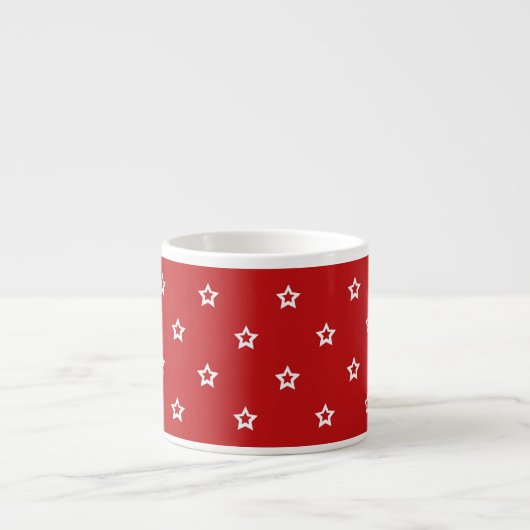 White Stars on Bright Red Pattern Espresso Kop (Voorkant)