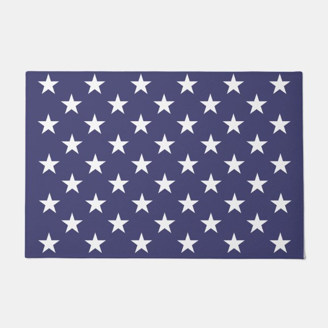 White Stars Patriotic American Flag Pattern Deurmat (Voorkant)
