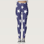 White Stars Patriotic American Flag Pattern Leggings (Voorkant)