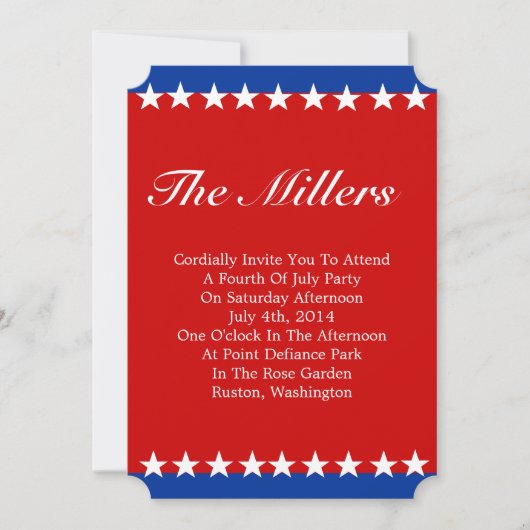 White Stars Patriotic Party Invitation (Devant)